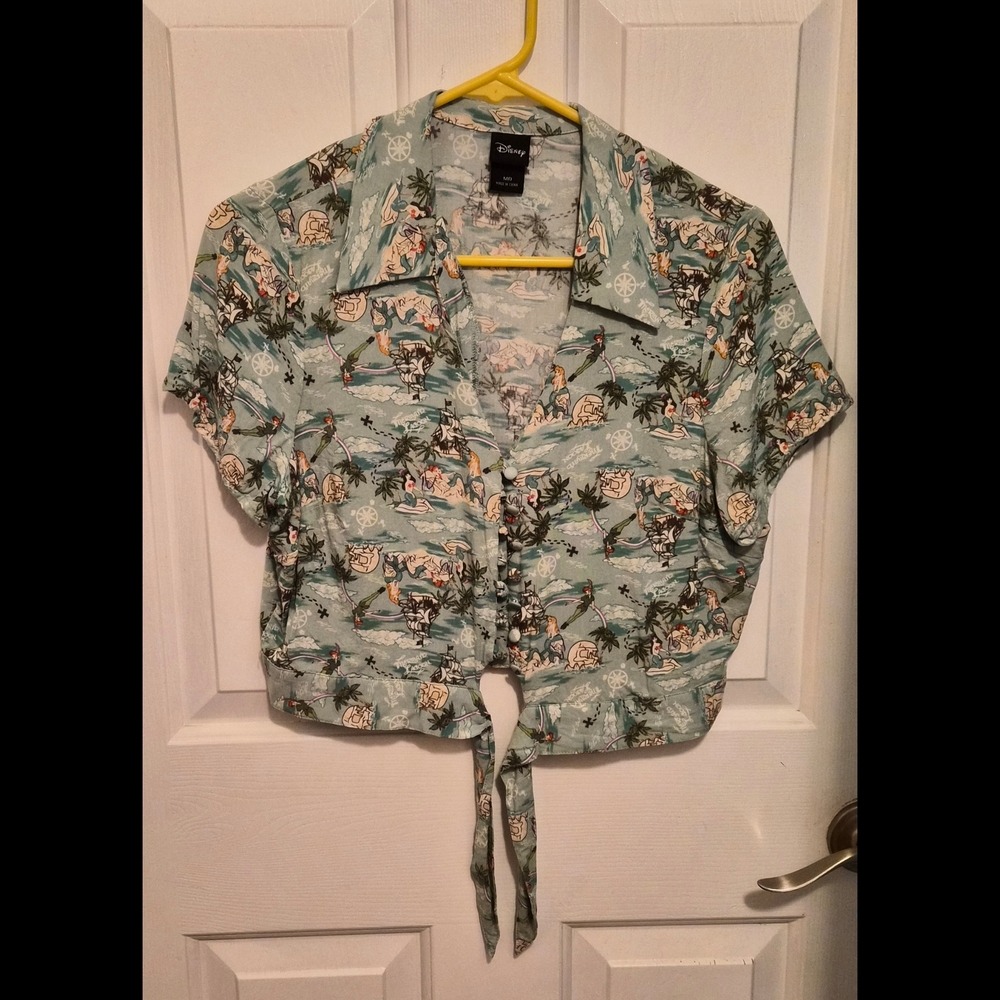 Disney Women's Printed Tie-Front Top